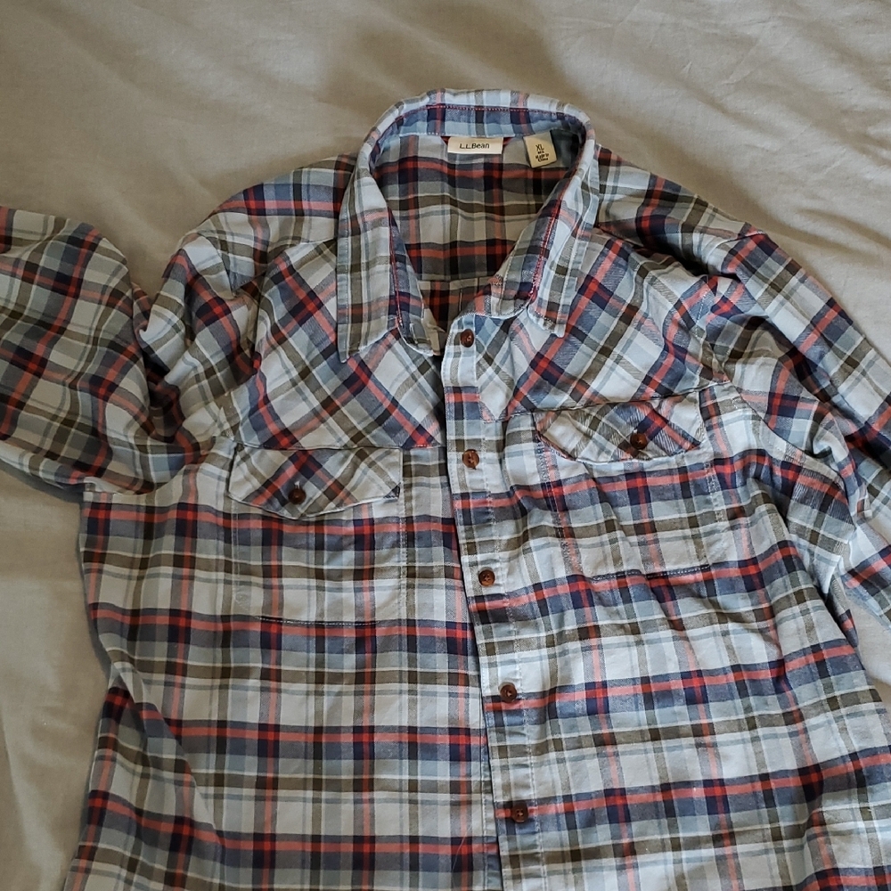 L.L. Bean Red and Blue Button Down Shirt